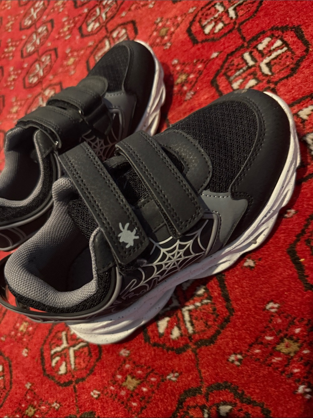 Not Rated Black Kids Spider-Web Sneakers with Gray Accents